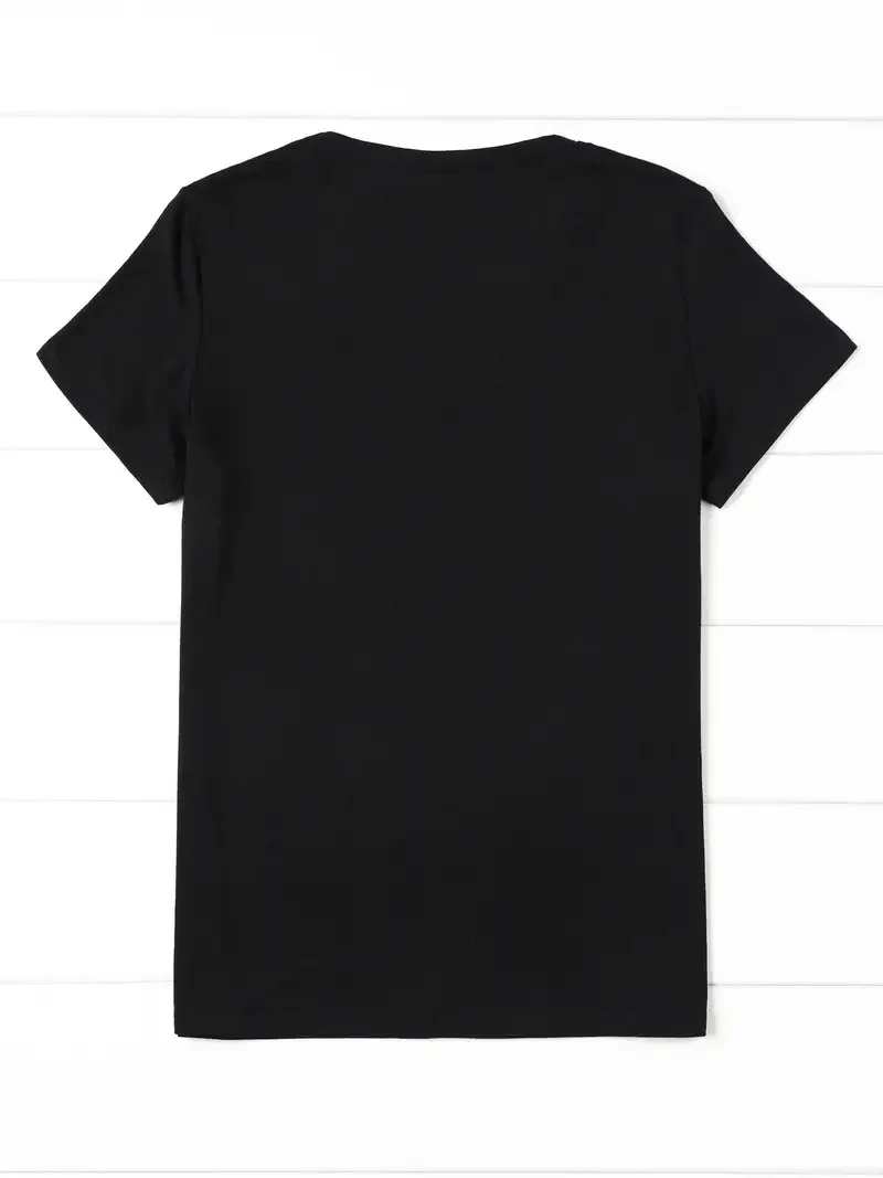 Kreskówka nadruk liter wycięcie pod szyją t-shirt dorywczo krótki rękaw t-shirt na wiosnę i lato damska odzież trójnik żeński t-shirt