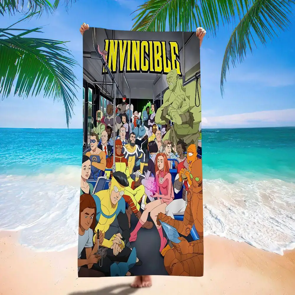 Cartoon Images I-InvincibleS Microfiber Blanket Quick Drying Beach Towels Oversized Printing Super Absorbent Pool Towel Blanket