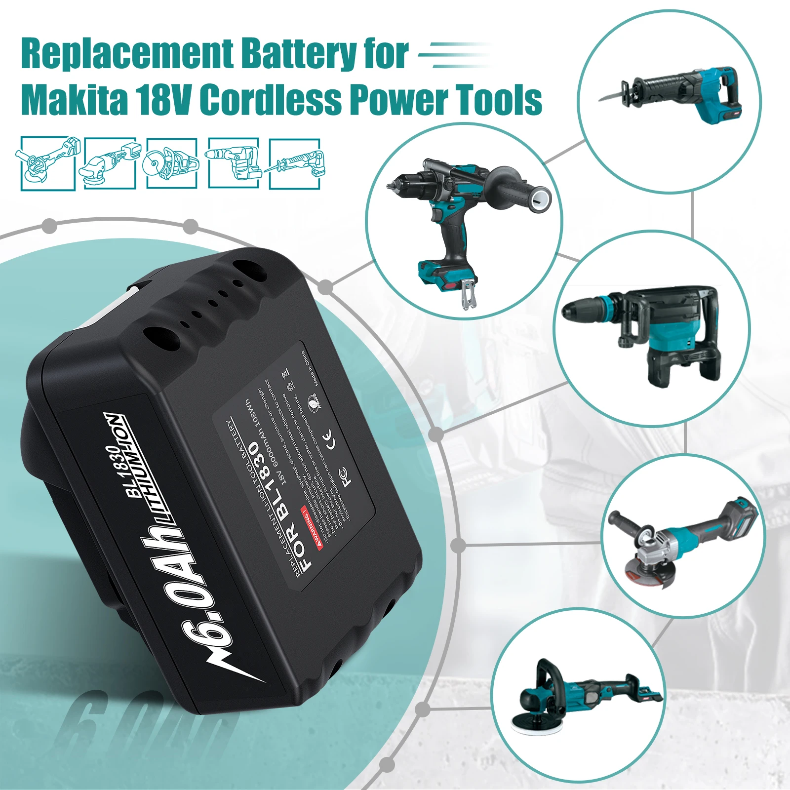 18v For makita BL1830 BL1860 BL1850 BL1850B BL1840 screwdriver battery & charger For Makita 18v Replacement Power Tool Batteries