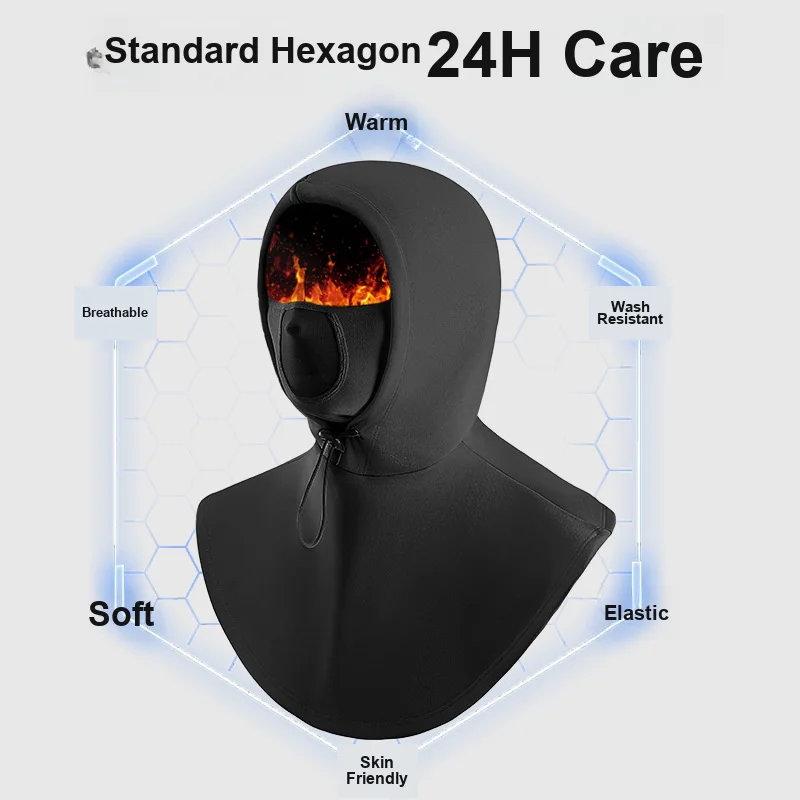 Fleece Riding Head Mask Double Layer Windproof Warm Neck Gaiter for Motorcycle Skiing Autumn Winter Use Unisex