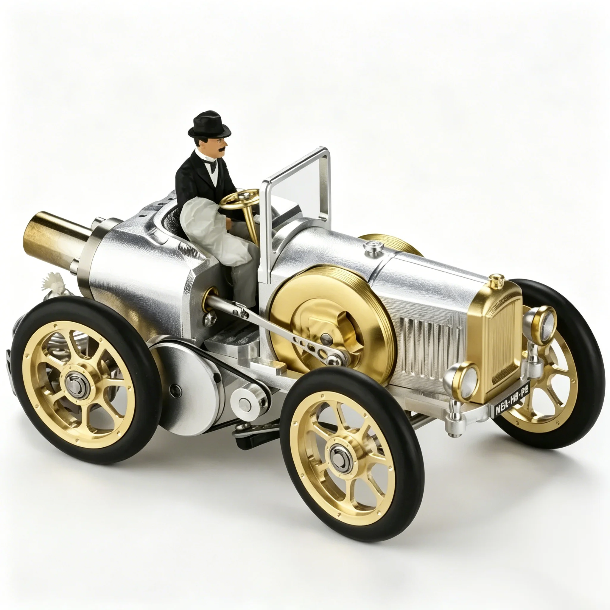 

Stirling Engine Sports Car Assembly Model - Movable All-Metal Craft Build Kit - Collectible Desktop Ornament Hobby Gift Toy