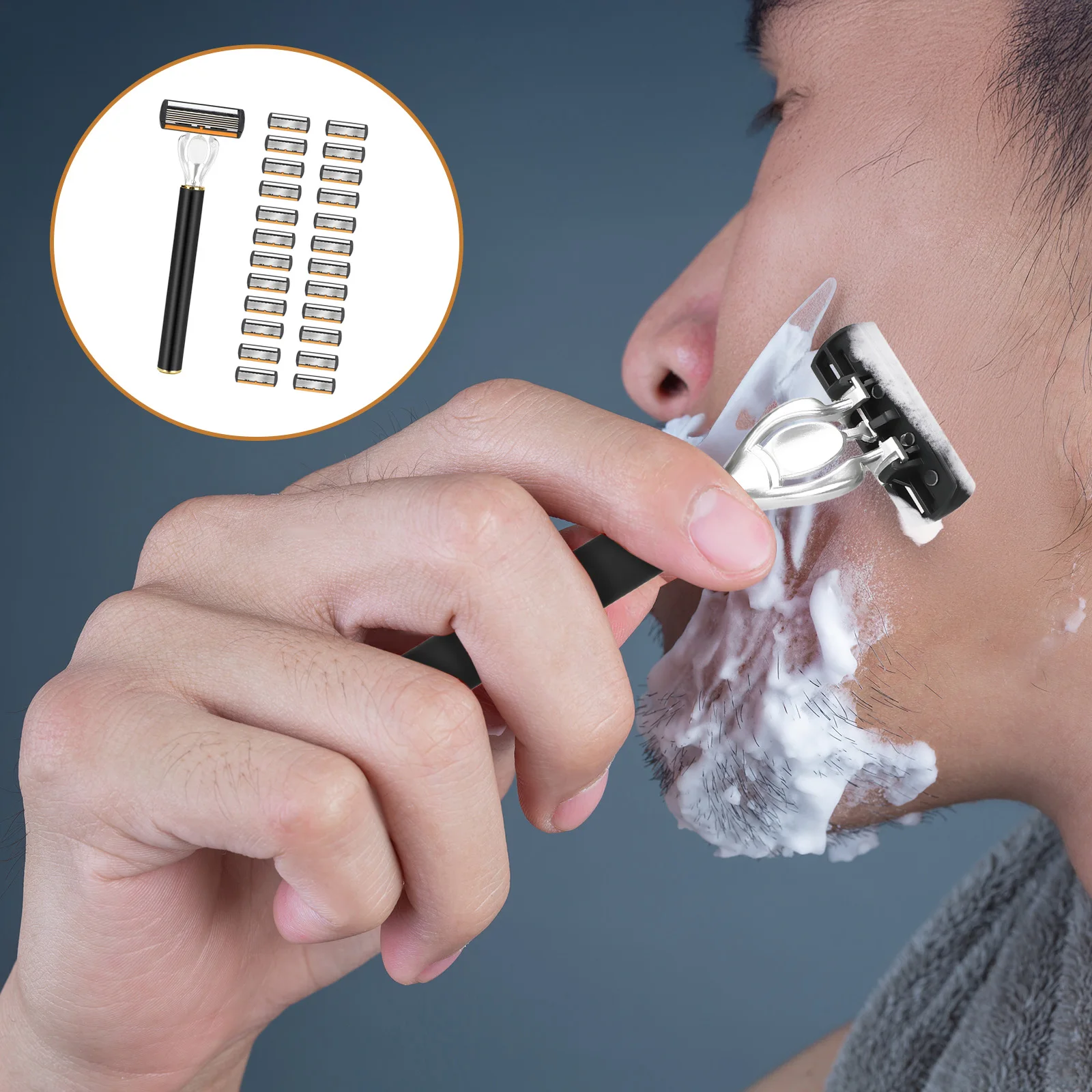 Men's Manual Shave Razor 24/36pcs Blades Set Portable Classic Stainless Steel Beard Shaver For Home Traveling Daily Face Care