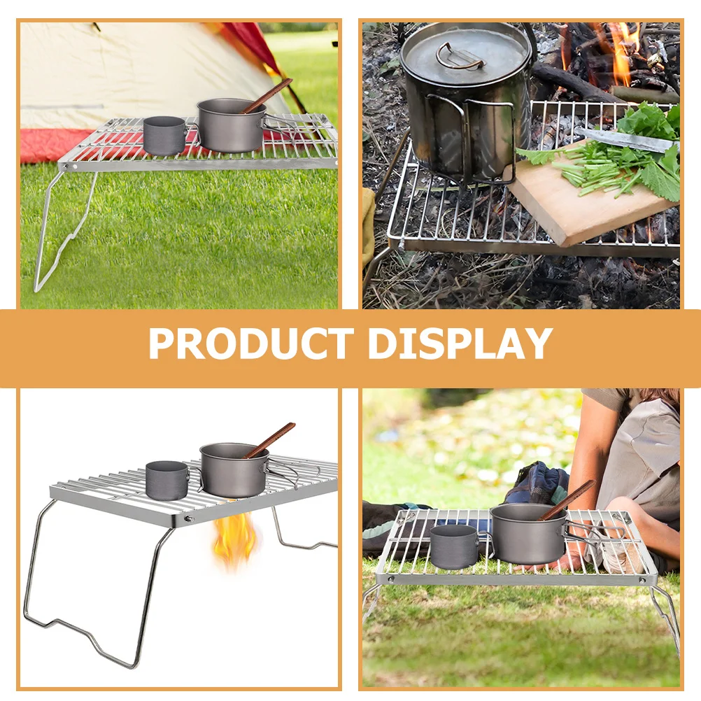 

Portable Folding Stove Rack Stainless Steel Rectangular Mesh For Outdoor Bbq Picnic Baking Cooling Grill Camping Hiking