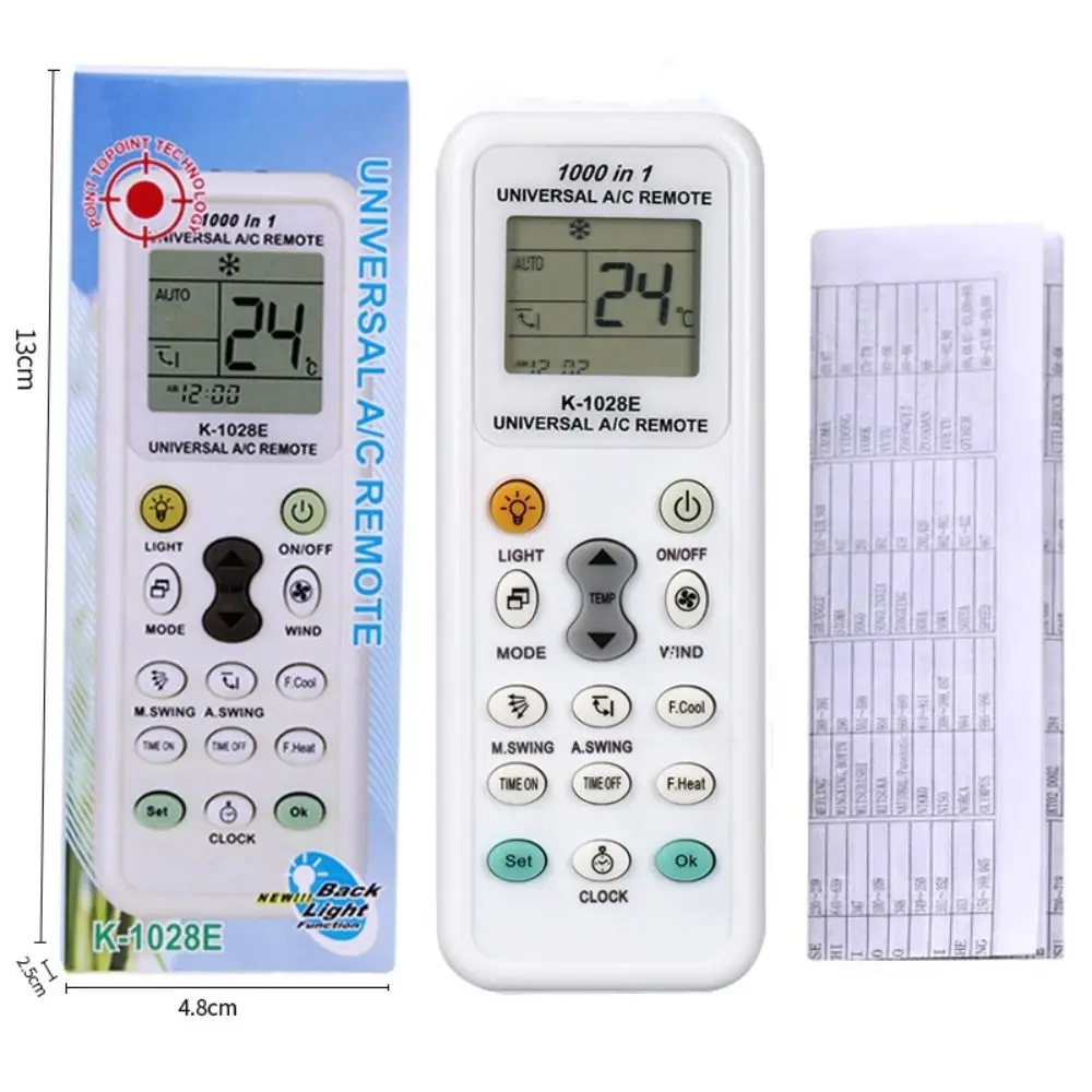Remote Control AC Universal Tahan Lama K-1028E 1000 In 1 Pengontrol AC Remote Control LCD Daya Rendah
