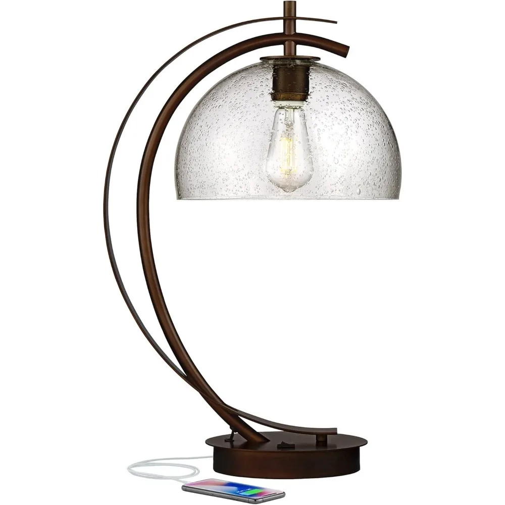 Calvin Modern Vintage Accent Table Lamp with USB Port Filament LED 22.5