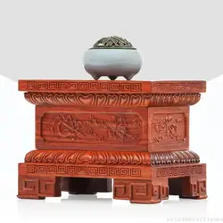 Natural Solid Wood Incense Burner Buddha Pedestal Crafts Retro Vase Flower Pot Bonsai Decorative Shelves Tea Sets Display Stand