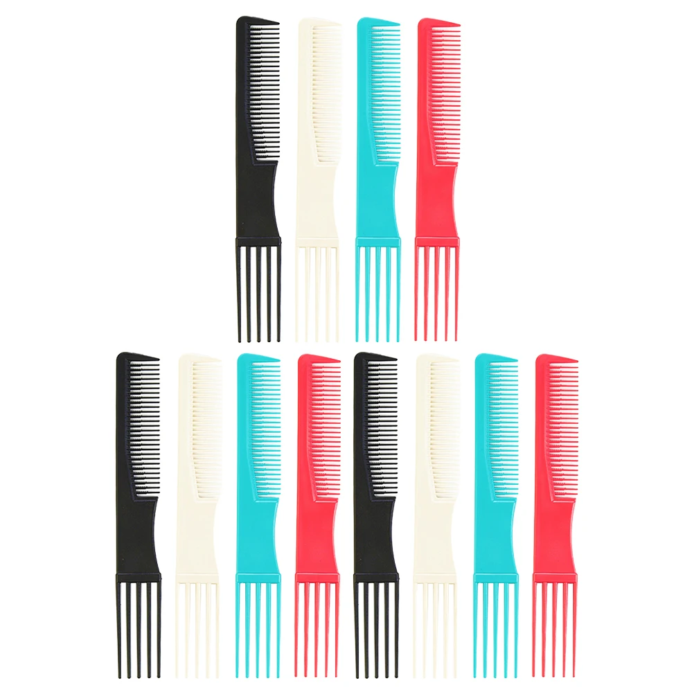 

12pcs Hair Combs Styling Two Sided Pick Bulk Brush Plastic Teasing Combs Women Men Salon Home Use Long Lasting Durable Travel