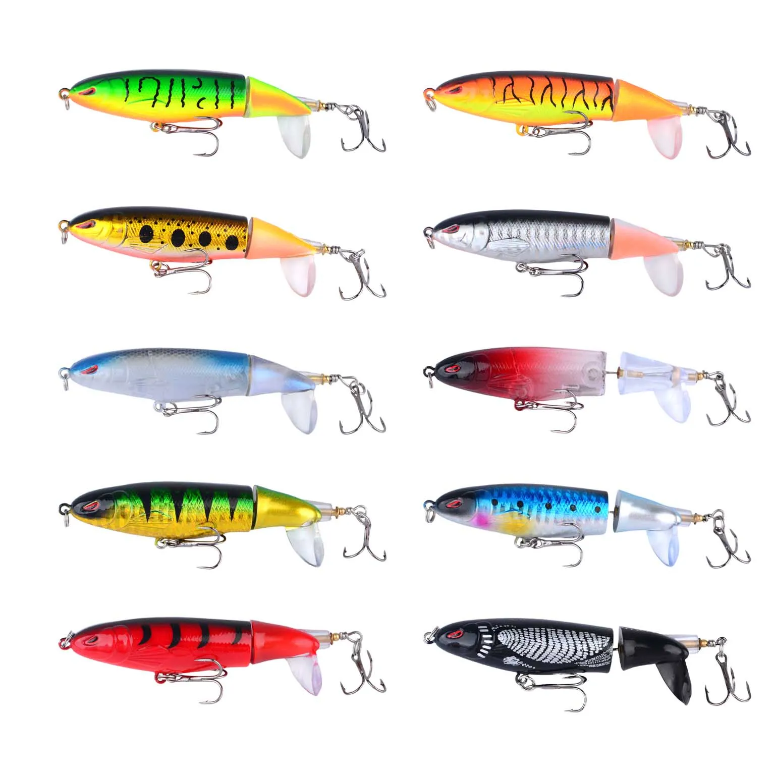 Señuelos de pesca Whopper Popper Topwater, cebo Artificial, cola giratoria dura, aparejos de pesca, 1 ud.