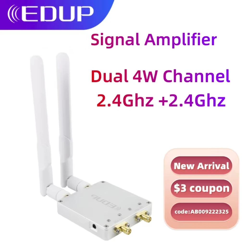 

Усилитель сигнала EDUP, двойной 4 Вт, двойной усилитель Wi-Fi 2,4 ГГц, большой мощный удлинитель Wi-Fi, повторитель для маршрутизатора