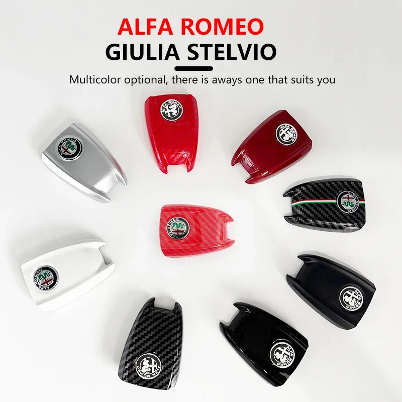 

2026 Hot Sticker Car Key Cover Replacement Key Case for Alfa Romeo Stelvio Giulia Tonale Carbon Fiber Style