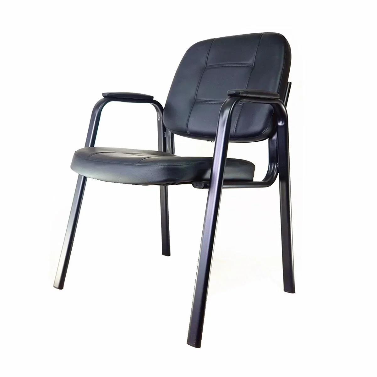 Dining Chair Arm Rest Office Chair Black Leather Visitor Conference Chair With Legs