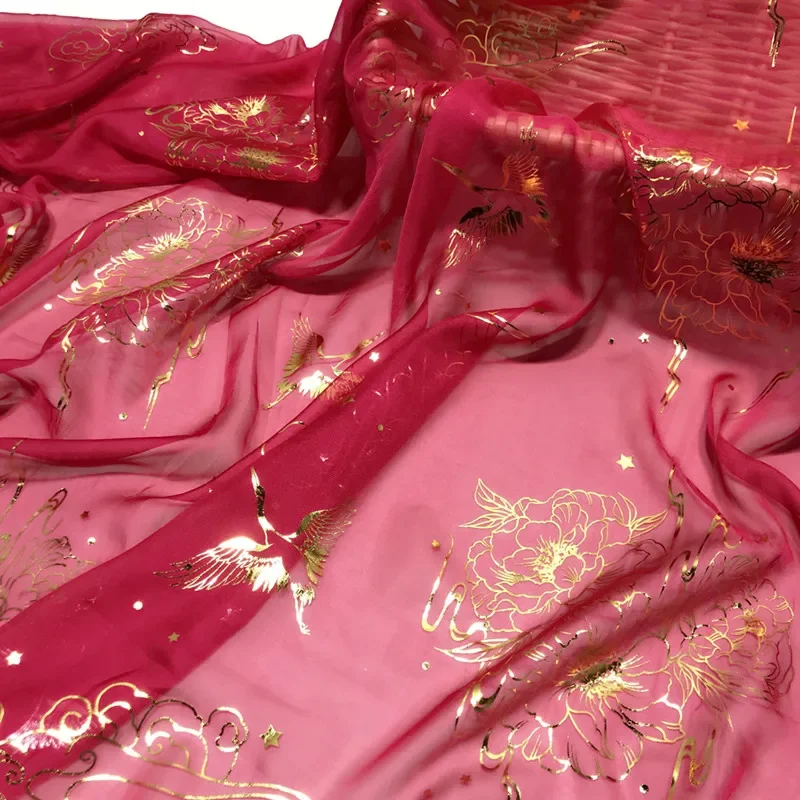 Chiffon Fabric 30D Bronzing Cloth Hanfu for Dress Dance Platform Cloth By The Meter for Sewing Diy Pure Polyester Material