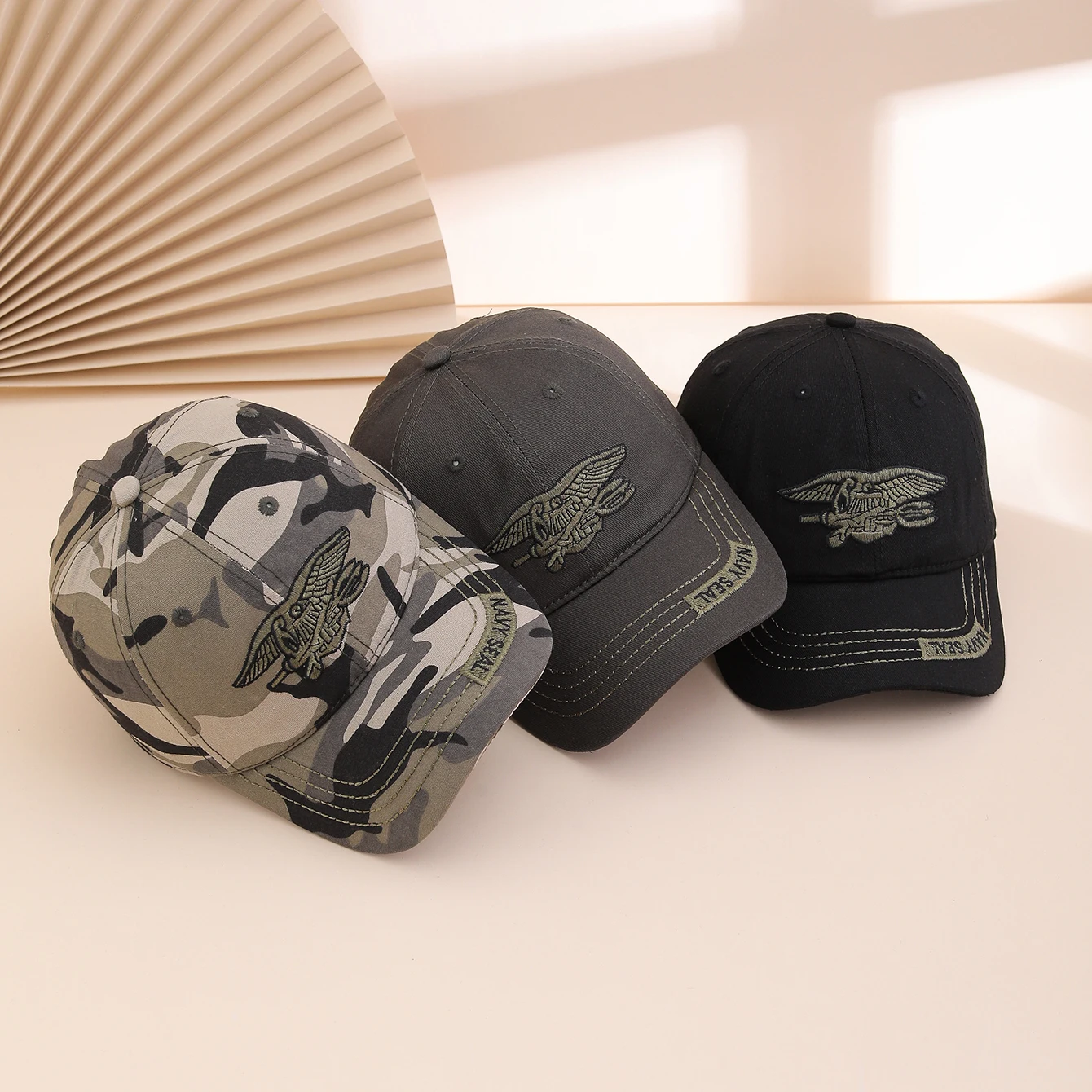 Europäische und Amerikanische Outdoor-Freizeitmütze mit Weicher Krempe, Unisex Taktischer Seal-Team-Stil, Wander-Baseballkappe für Männer und Frauen