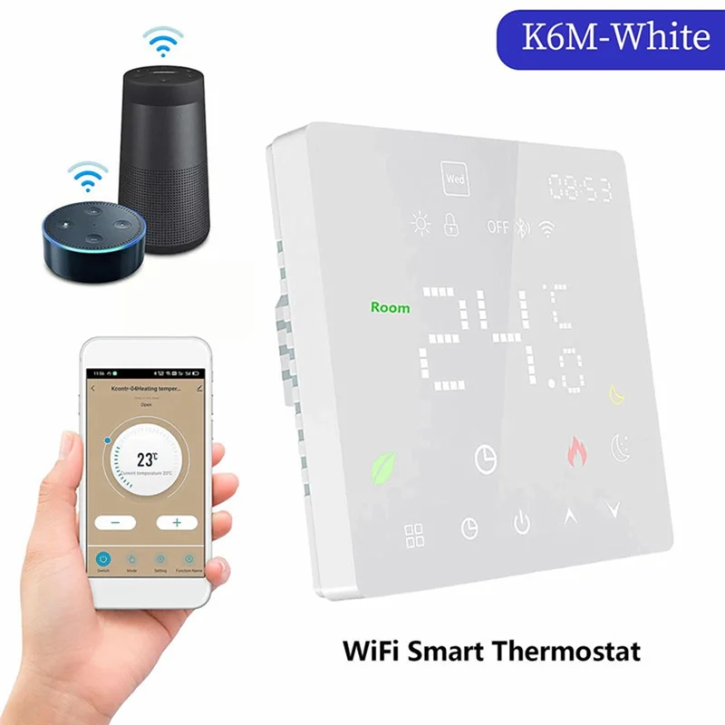 

ABZZ-Tuya Wi-Fi умный термостат электрический подогрев пола TRV вода газовый котел температура голосовой пульт дистанционного управления 16A простая установка