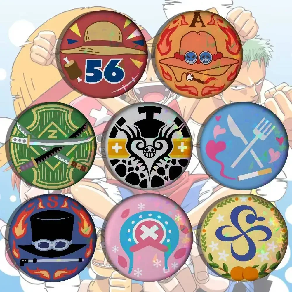 

Anime One Piece LOGO Cartoon Brooches Anime Badge Round Handmade Brooch Lapel Pins Jewelry For Backpack Clothes Gifts