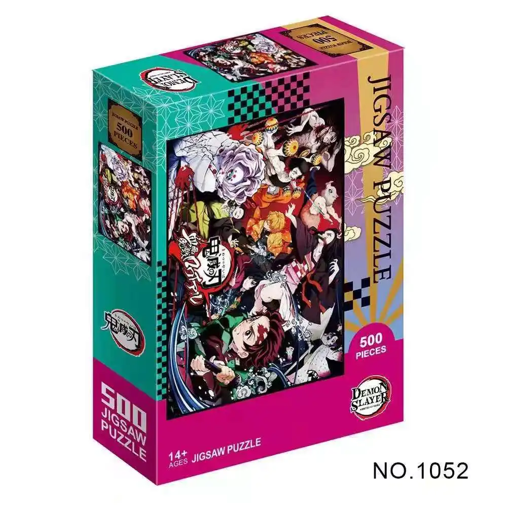 500/1000Piece Jigsaw Puzzles for Adults Demon Slayer Japanese Anime Series Kimetsu Cartoon Kids Educational Enlighten Toys Gifts