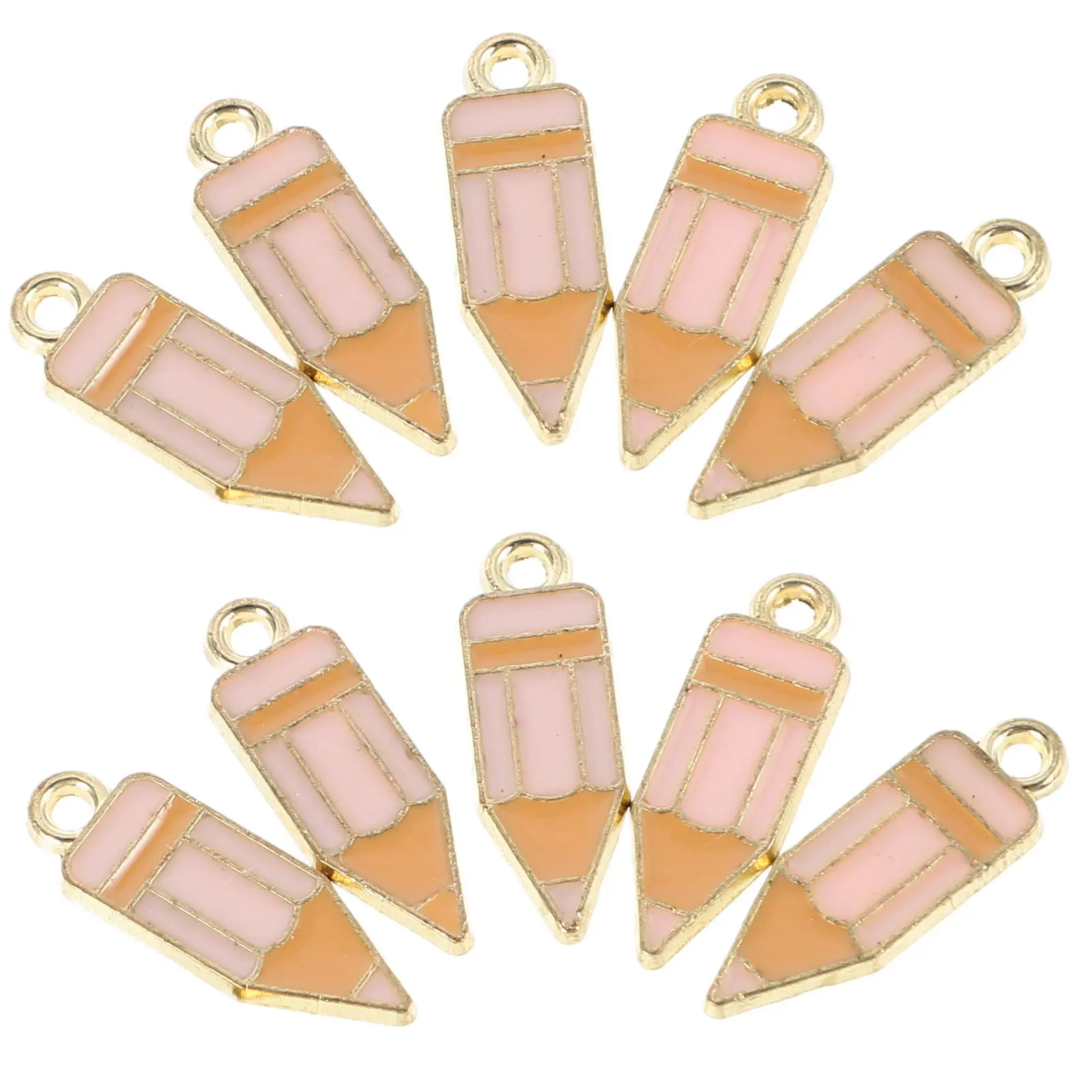10 unidades de dijes de lápiz de aleación de zinc, dijes colgantes versátiles para llavero, bolso, cartera, pendientes, collar, colgante, dijes para profesores, manualidades.