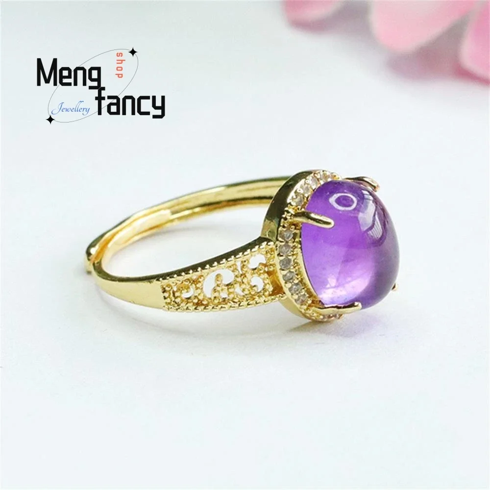 Natural Amethyst High-grade Exquisite Ring Purple Gemstone Couple Luxury Fashion Fine Jewellery Sexy Young Girls Holiday Gifts