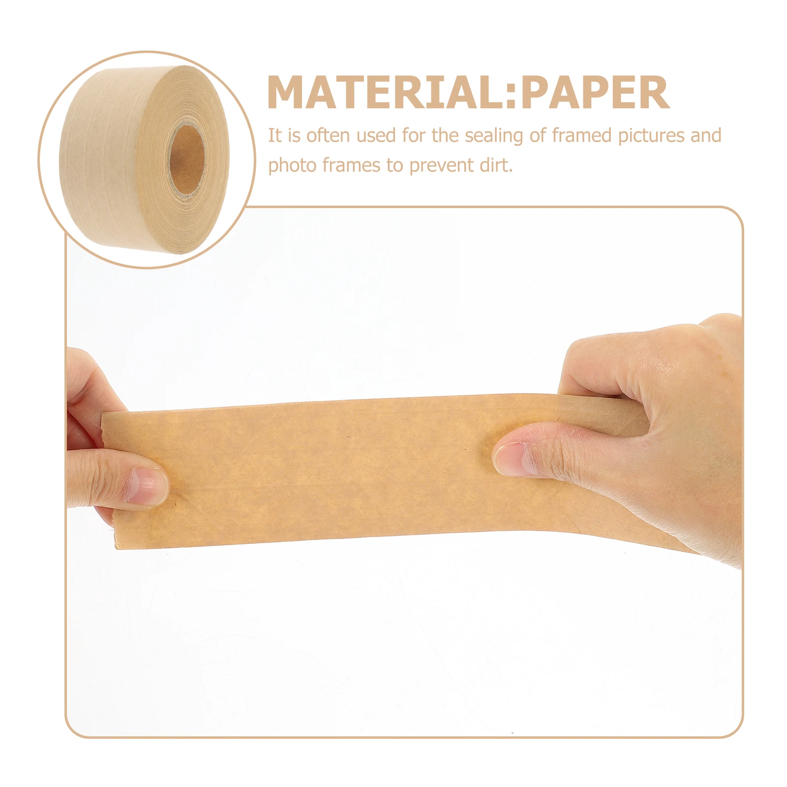 1 Roll Water Activated Sealing Tape Writable Kraft Paper Tape for Framing Boxes Packaging Multi-Function Sealing Supply