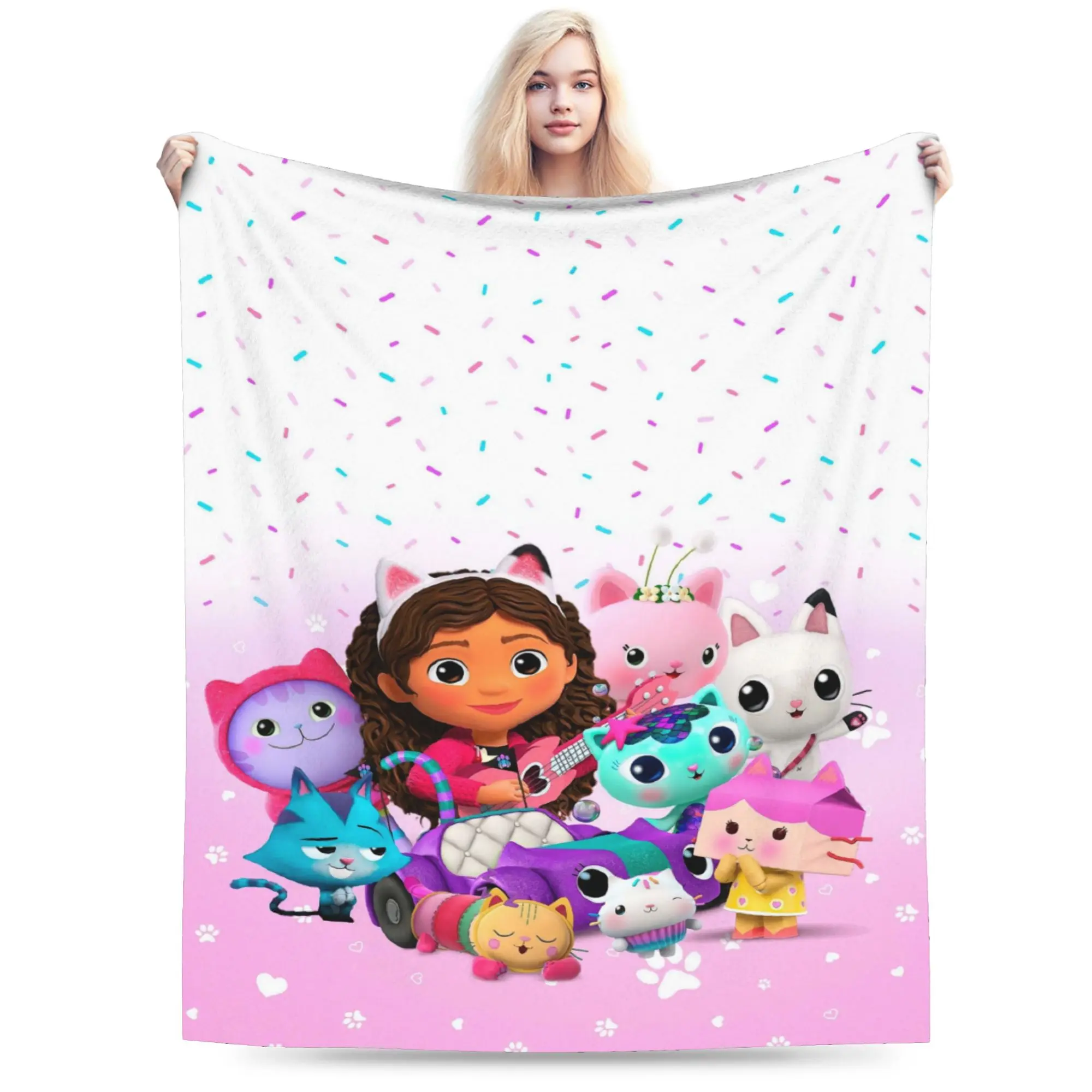 Gabbysed dollhouses Soft Warm Blankets  Child Plush Throw Blanket Graphic Couch Bed Flannel Bedspread Sofa Bed Cover