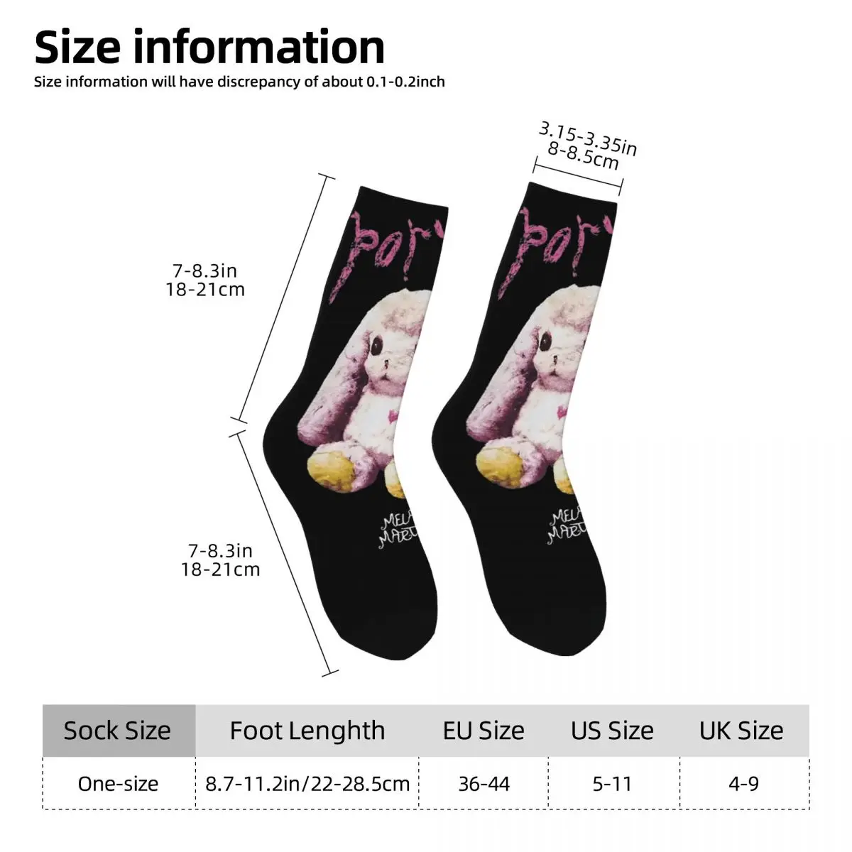 Hip-hop Pink Bunny Melanies Martinez Portals Theme Design Basketball Socks Merch All Season Warm Middle Tube Socks Breathable