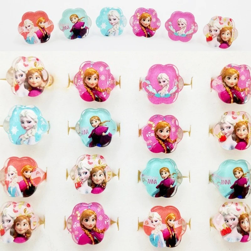 MINISO ديزني فروزن خواتم أطفال الكرتون الأميرة إلسا آنا الاكريليك خواتم الفتيات ألعاب الأطفال مجوهرات ديكور الحفلات اللعب الهدايا