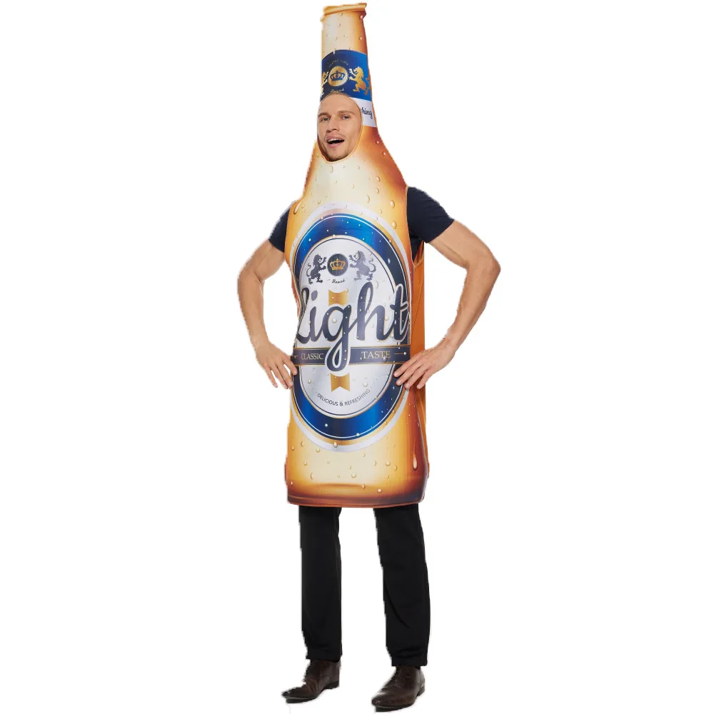 Funny Adult Beer Cosplay Costume Unisex Whisky Rum Bottle Beer Bottle Clothes Halloween Carnival Party Dress Up Beer Festival