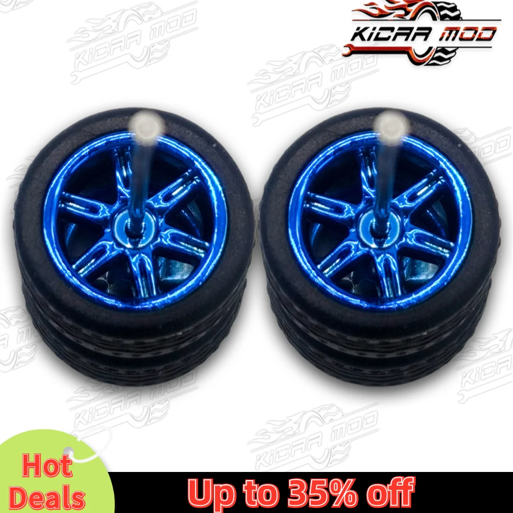 1/64 Model Car Wheels with Rubber Detachable Tires Six Spoke Refitting Parts for Diecast Toys Hot Wheels Matchbox D:11mm 1 Set
