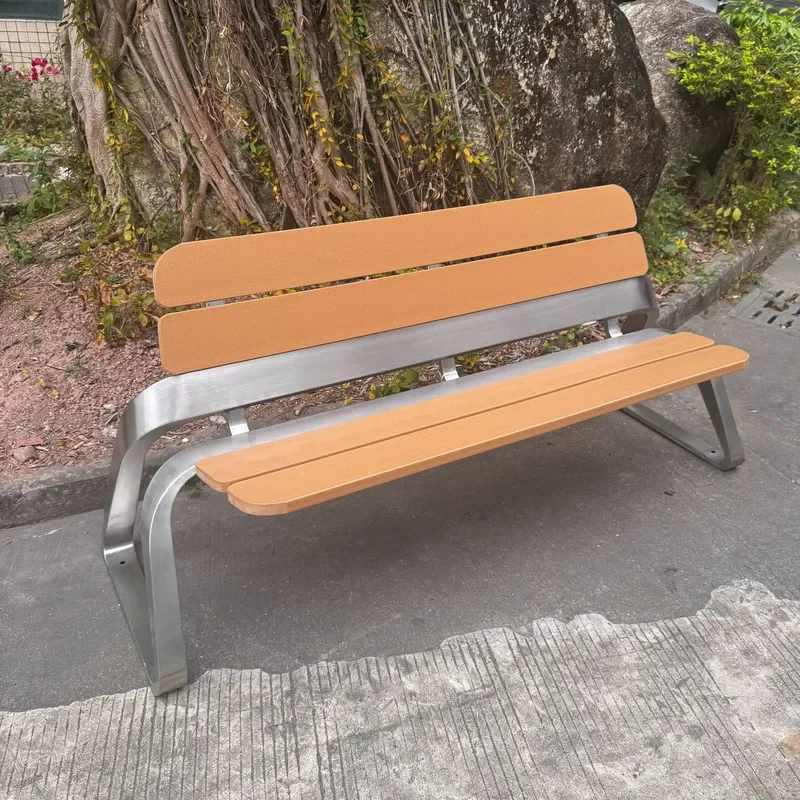 Outdoor Park Bench Plastic Wood Solid Wood Leisure Chair for Scenic Spot Street Community Public Area Creative Simple Design