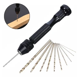 0.3-3.2mm Aluminum Hand Drill with Keyless Chuck HSS Steel Twist Drill Bit Woodworking Drilling Rotary Tools Hand Drill Manual