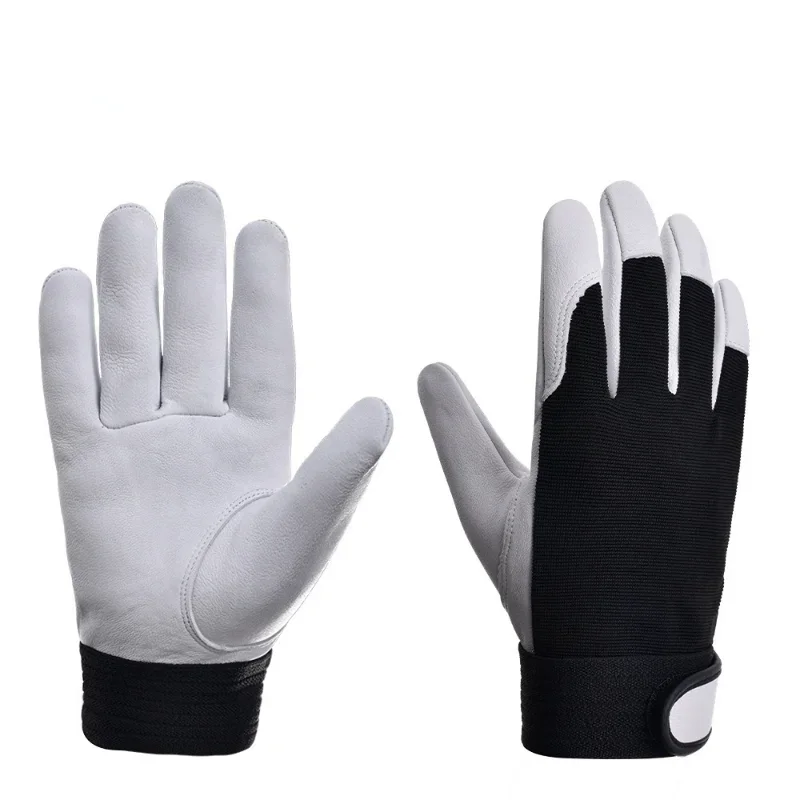 Guantes de trabajo de cuero de vaca para trabajadores, protección de seguridad para soldadura, jardín, deportes, conductor de motocicleta,