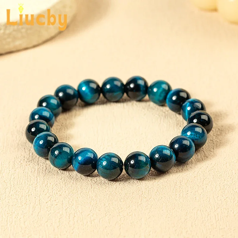 Naturstein Babyblau Tigerauge Edelsteinperlen Weltraum-Armband 5A-Qualität Handgefertigter Handstrang 4/6/8/10/12/14mm – Detail 3