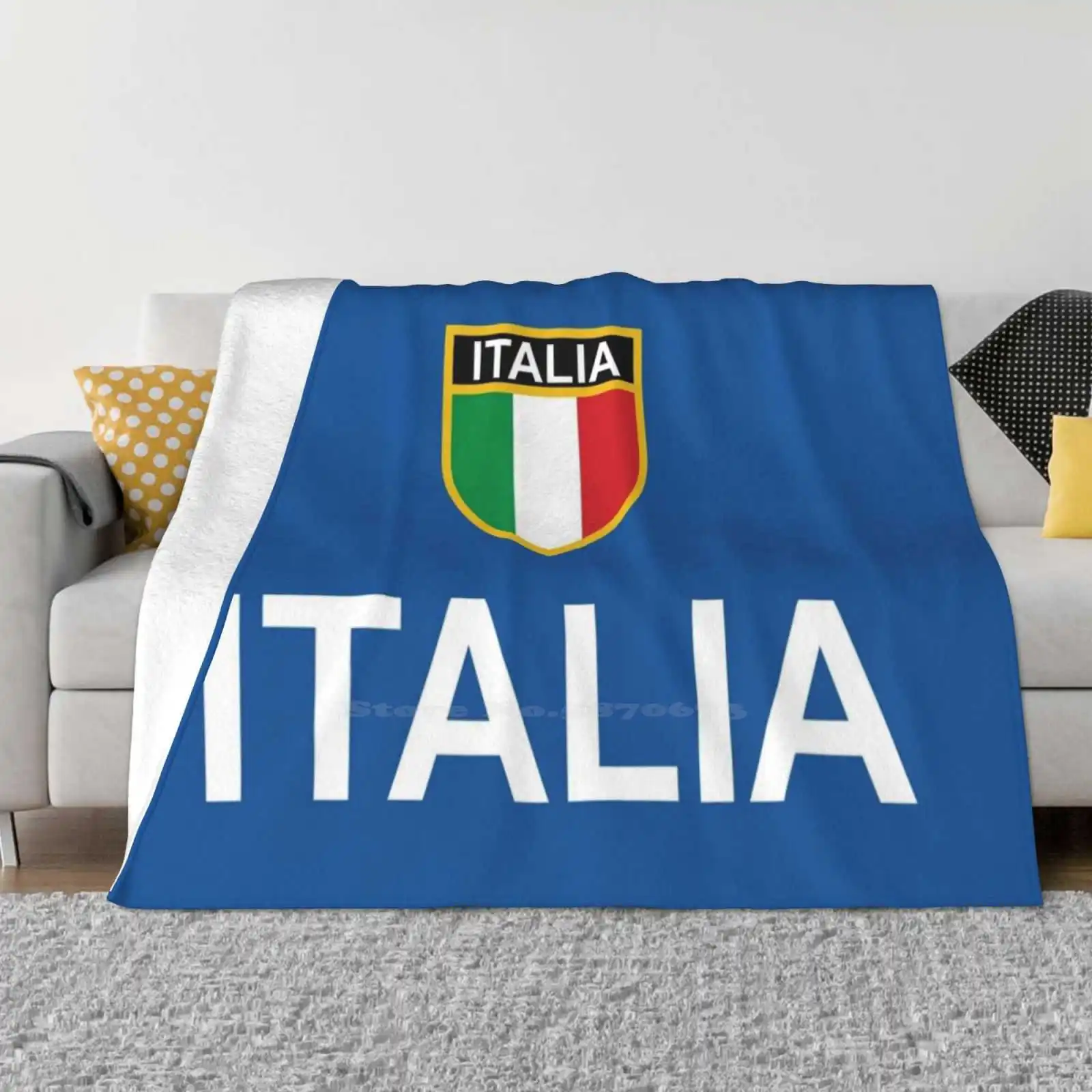 Italia Italy Italian Flag Scudetto Italian Fans New Selling Custom Print Flannel Soft Blanket Italia Italy Italian Flag