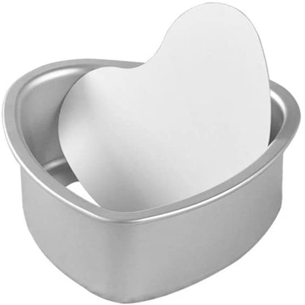 2Pcs Aluminum Heart Shaped Cake Pan Set DIY Cake Pan Baking Mold Tool with Removable Bottom Push Pan for Party Wedding