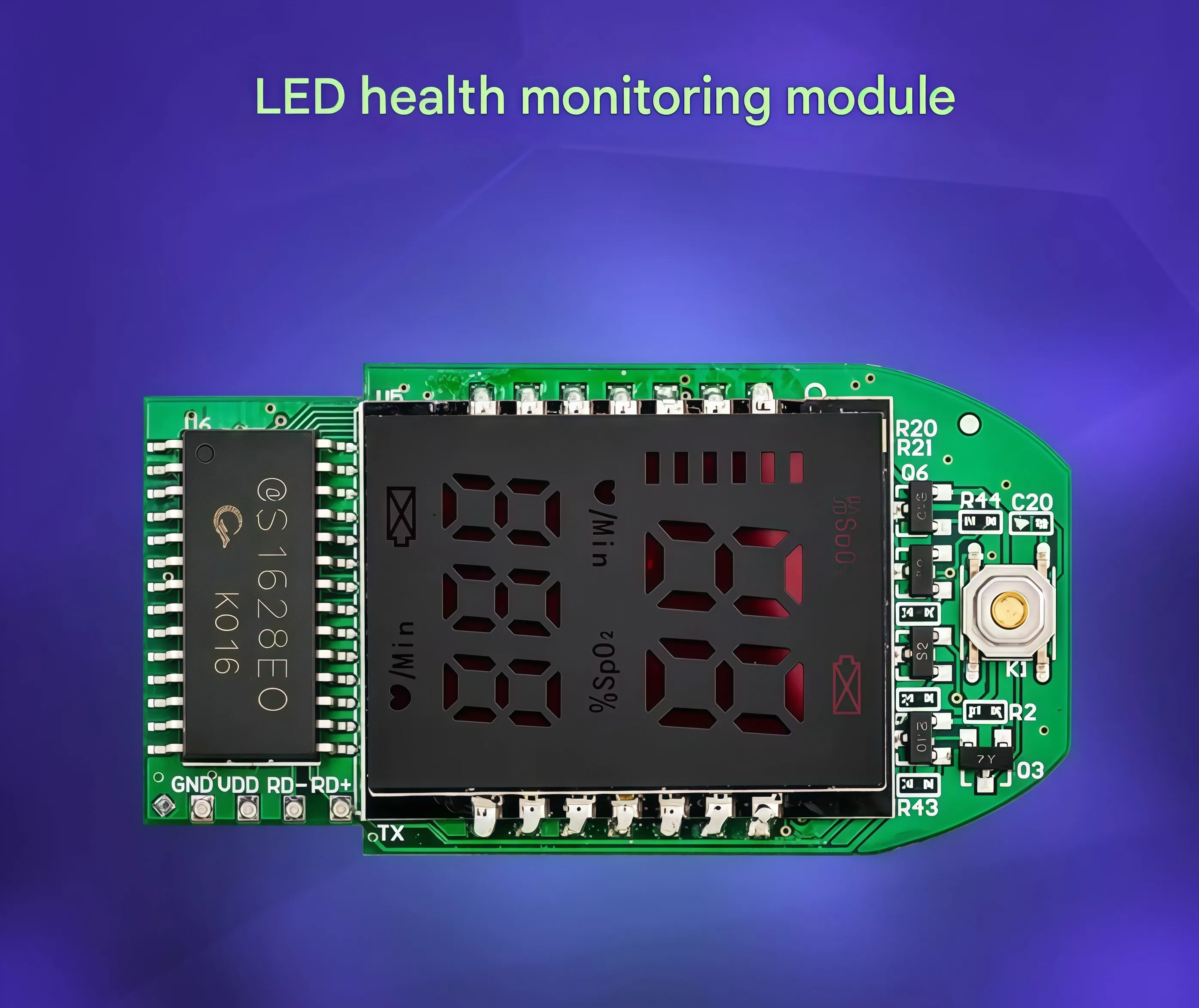 Makerbase Gesundheitsüberwachungsmodul LED-Fingerpulsoximeter Clip-On Blutsauerstoff-PCBA