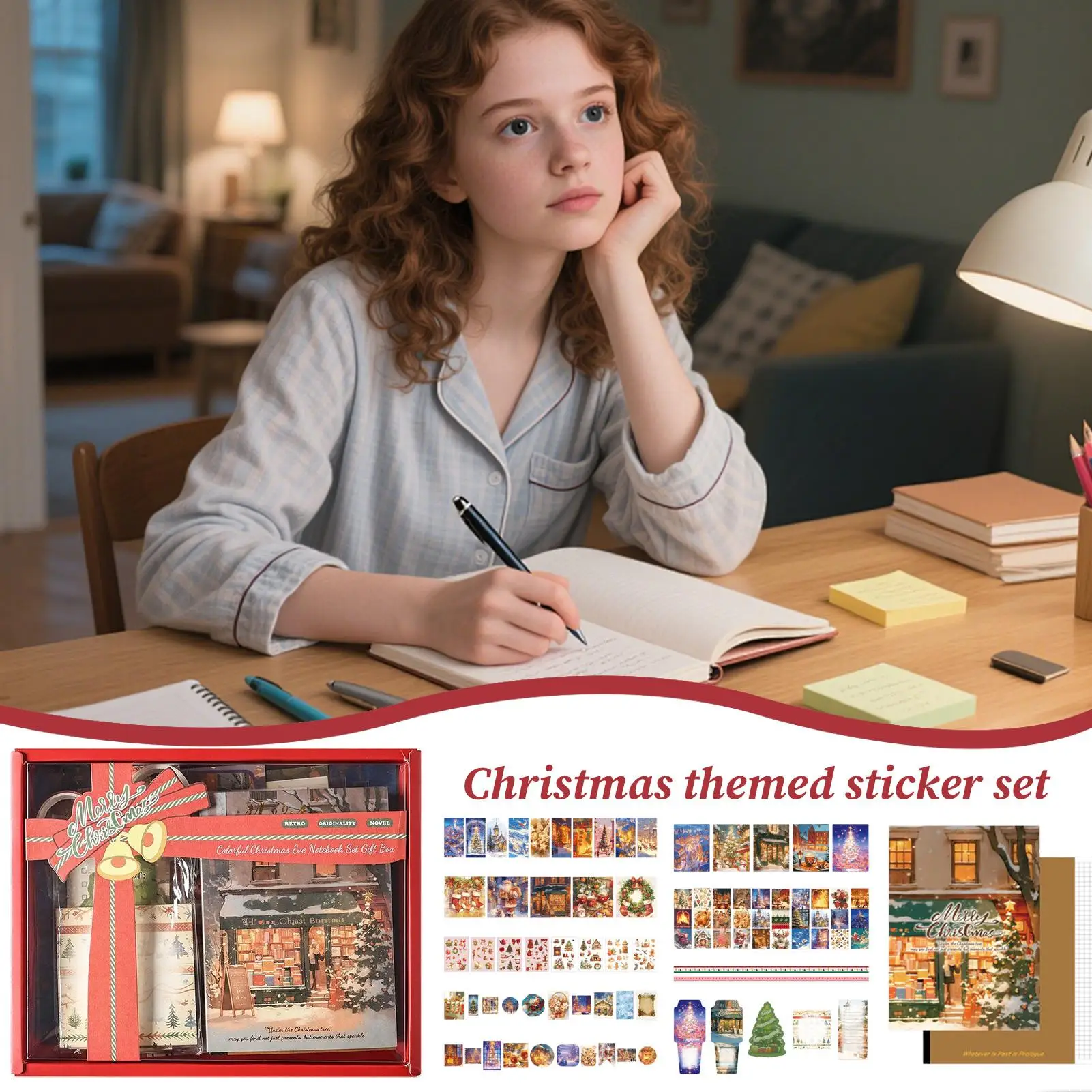 Christmas Stickers For Crafts With Notebook Christmas Card Stickers With Sticky Notes Holiday Decal Set For Home Scrapbook Diary