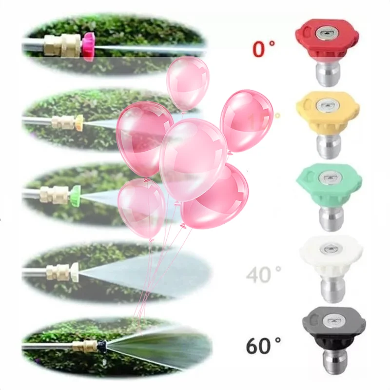 Anti Rust Pressure Washer Nozzle Tip Kit 5 Spray Angles 1/4 Inch Quick Connect 1/5/6Pcs for Fence Deck Cleaning