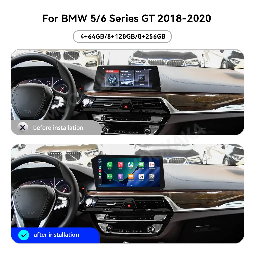 أندرويد 14 ستيريو تلقائي 12.9 "لسيارات BMW 5 Series 6 Series Gran Turismo 5GT 6GT 2018-2020 راديو السيارة نظام تحديد المواقع والملاحة رئيس وحدة Carplay