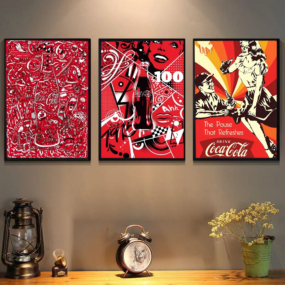 C-coca-cola DIY Sticky Poster Fancy Wall Sticker for Living Room Bar Decoration Wall Decor