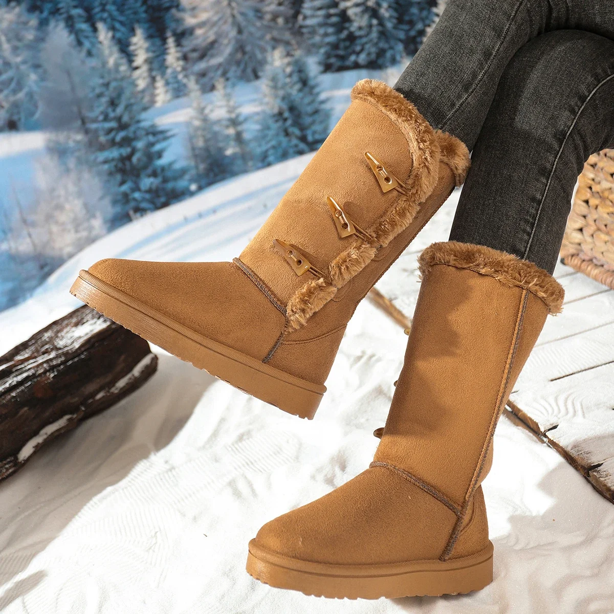 

Fashion New Suede Thick Sole Large-size Snow Boots Winter Round Head Sexy Comfortable Warm Casual Walking Boots for Women
