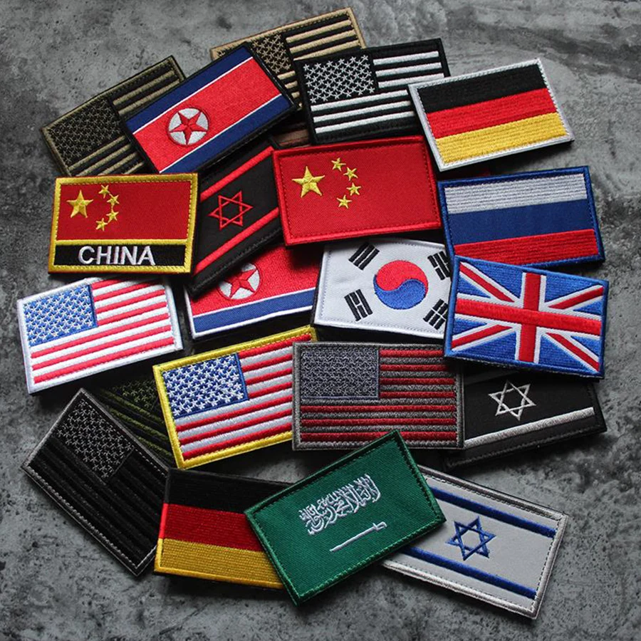 AHYONNIEX 1PC Fabric Flag Patch Ukraine EU Czech Croatia Scotland Russia 3D Sticker For Jacket Jeans Clothing DIY