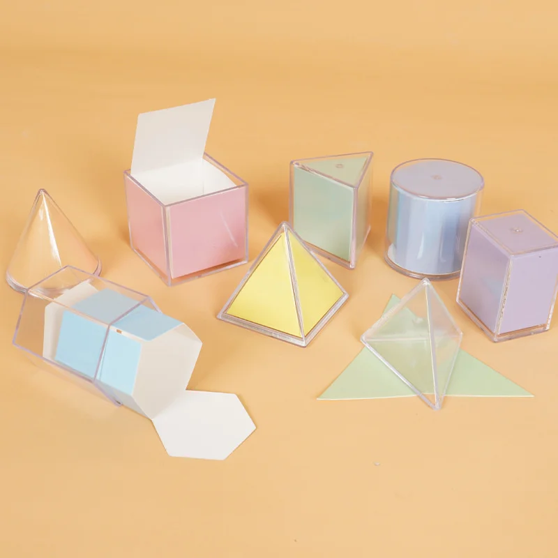 8Pcs Perspective Geometry Solid Geometry Model Detachable Primary School Teaching Cube Rectangular Prism Teaching Tool