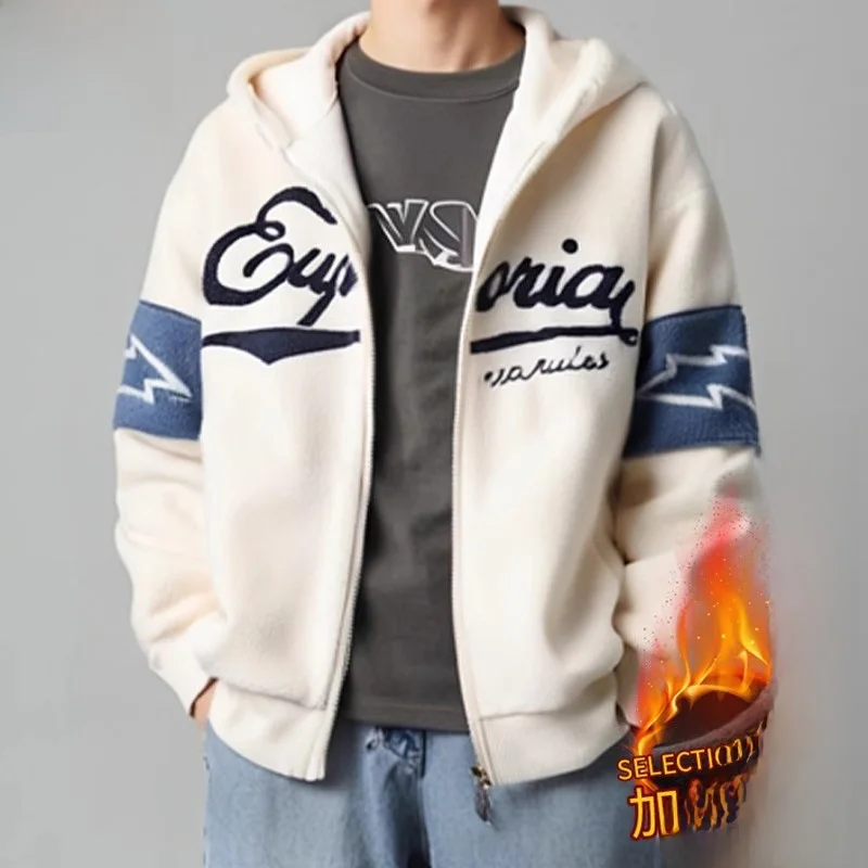 

Lamb Velvet Thiened Winter Jaet Men's Loose Faionable Korean Sle Cotton Coat Warm for Couples ex Cotton Clothing