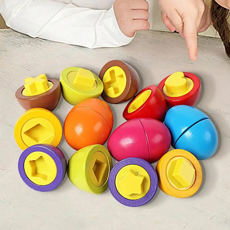 Playtime Matching Eggs Toddler Geometric Matching Eggs With Coordinated Shapes And Colors Sorter Toy For Kids, Toddler and  Boys