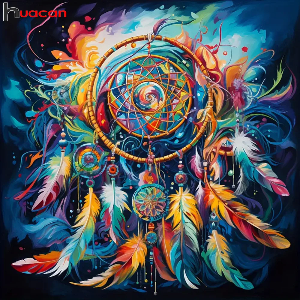 Huacan Full Diamond Painting Dreamcatcher 5d Diamond Mosaic Flower New Home Decoration Handmade Gift