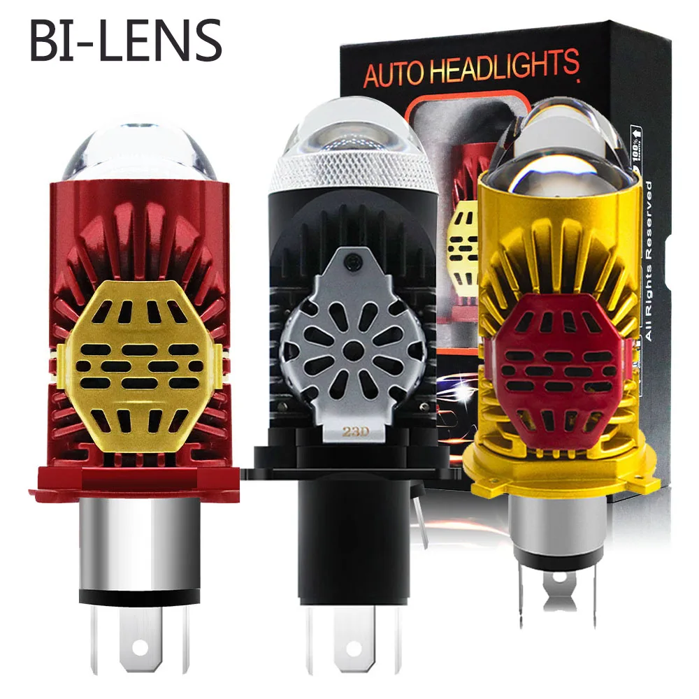 Double Mini Lens LED Projector Headlight Bulb H4/9003/HB2 for Motorcycle Car Canbus LED 110W 14000LM Easy Install Fan Cooling