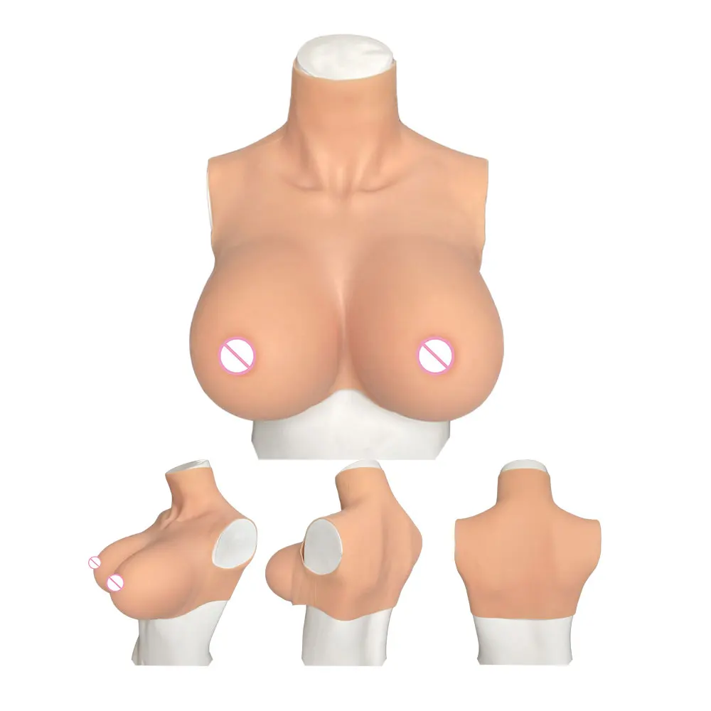 Silicone Breast Forms B/C/D/E/G Huge Fake Boobs Plate Bodysuit Shemale Drag Queen Crossdress Transvestite Cosplay Nipple Shake