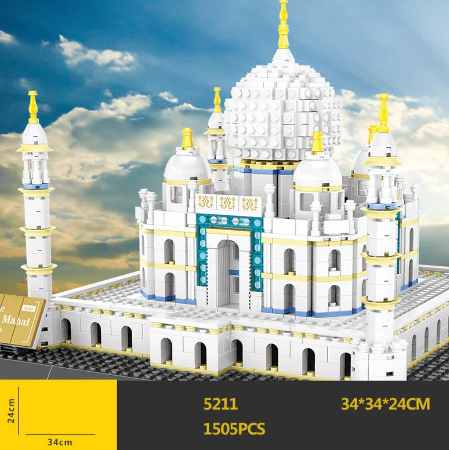 Mini bloco de arquitetura mundialmente famosa taj mahal índia micro tijolos de construção modelo brinquedos educativos nanobricks coleção para presentes