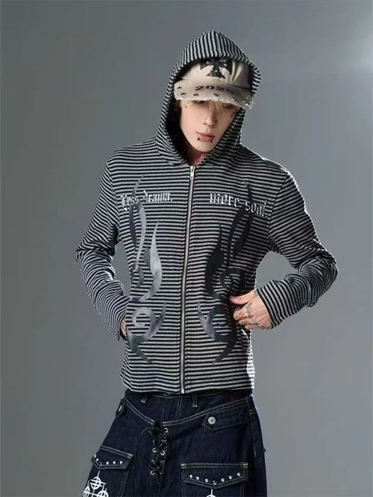 Veste à capuche rayée de style - Vintage Zip Hoodie avis et prix