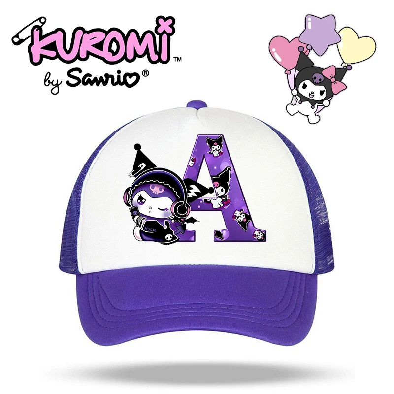 

Sanrio Kuromi Girl Baseball Cap Kawaii Sun Hat Parent Child Couple Casual Outdoor Hats A-Z Letter Print Peaked Cap Birthday Gift